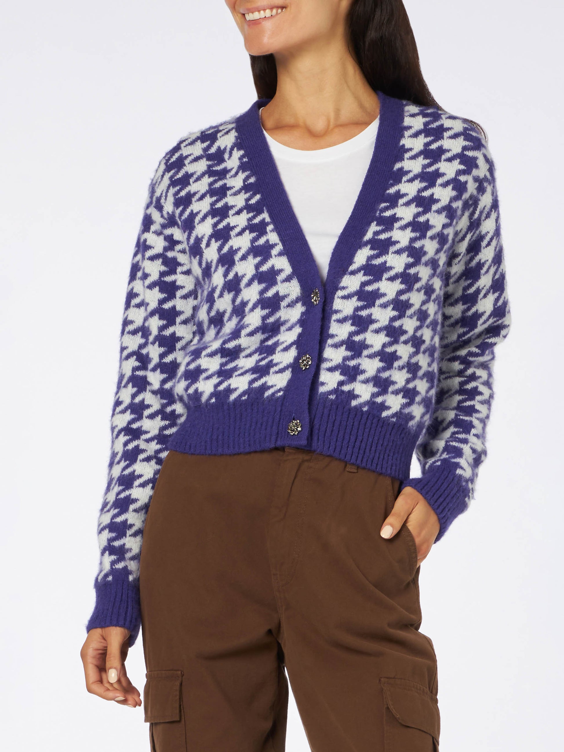 Woman crop cardigan with jewel buttons - MC2 Saint Barth