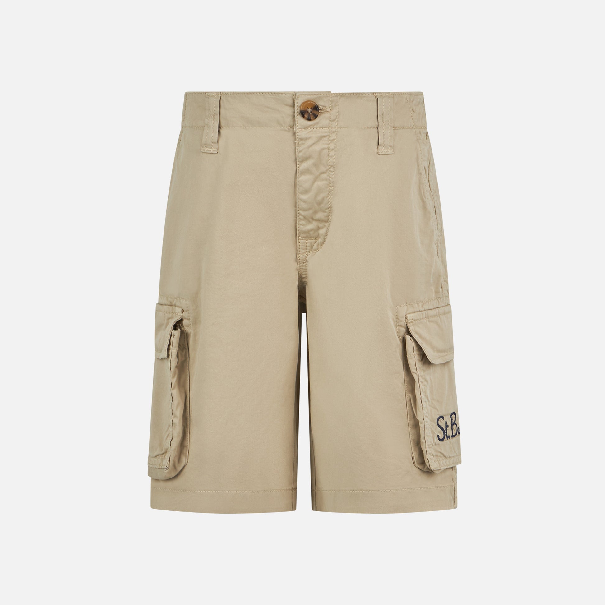 Boy beige cotton cargo shorts - MC2 Saint Barth