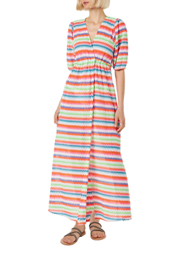 Chevron raschel knit long beach dress Bliss with striped pattern - MC2 Saint Barth