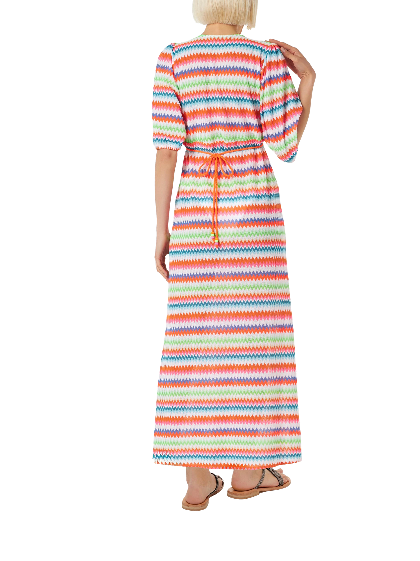 Chevron raschel knit long beach dress Bliss with striped pattern - MC2 Saint Barth