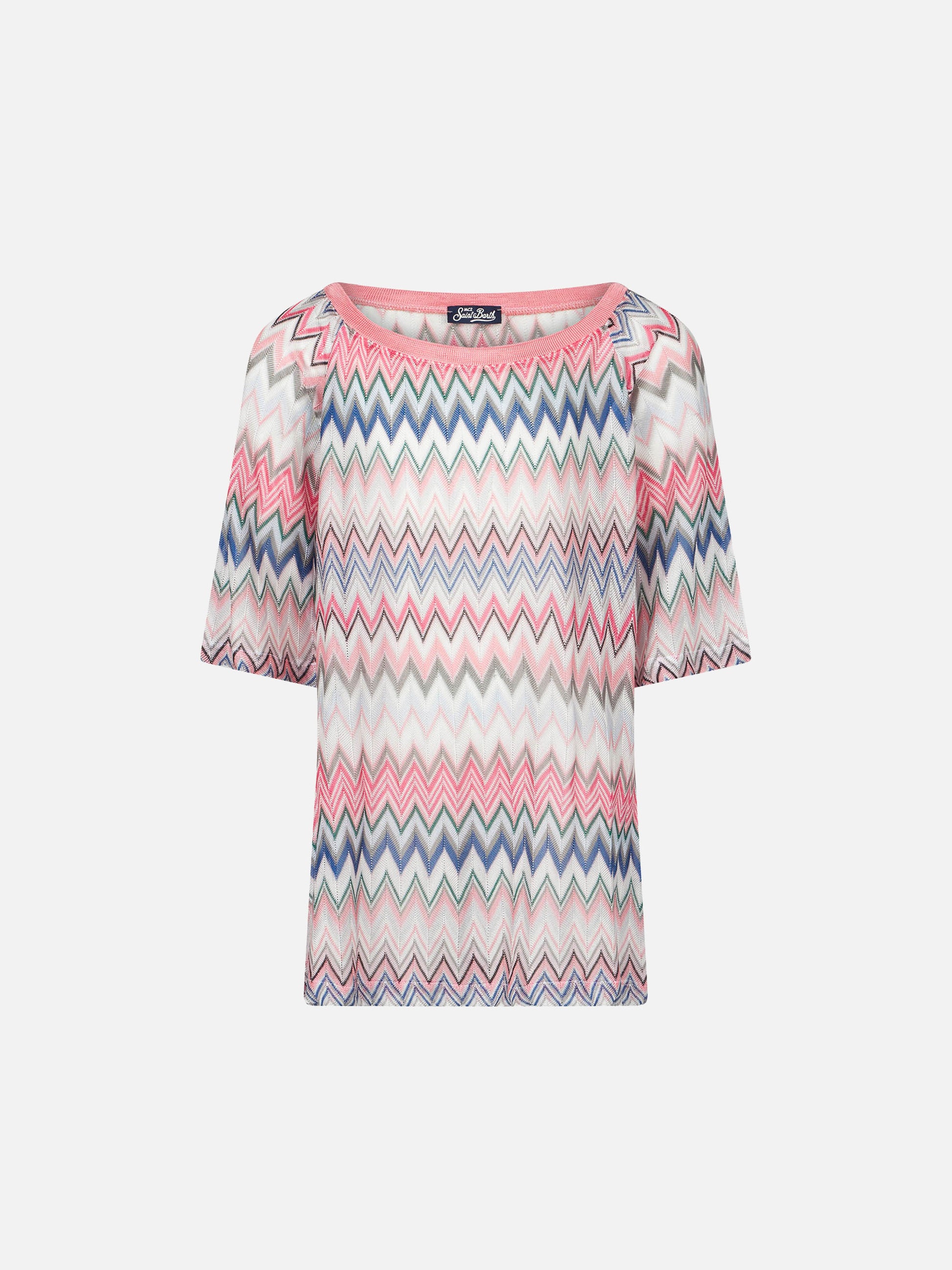 Pink chevron pattern girl knit dress - MC2 Saint Barth