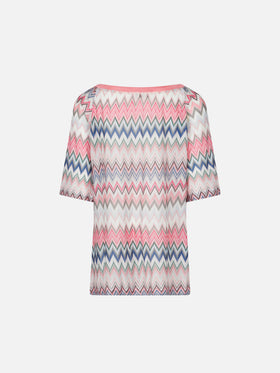 Pink chevron pattern girl knit dress - MC2 Saint Barth