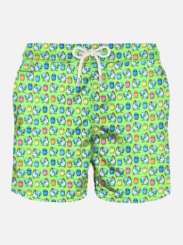 Light fabric man swim shorts roosters print - MC2 Saint Barth