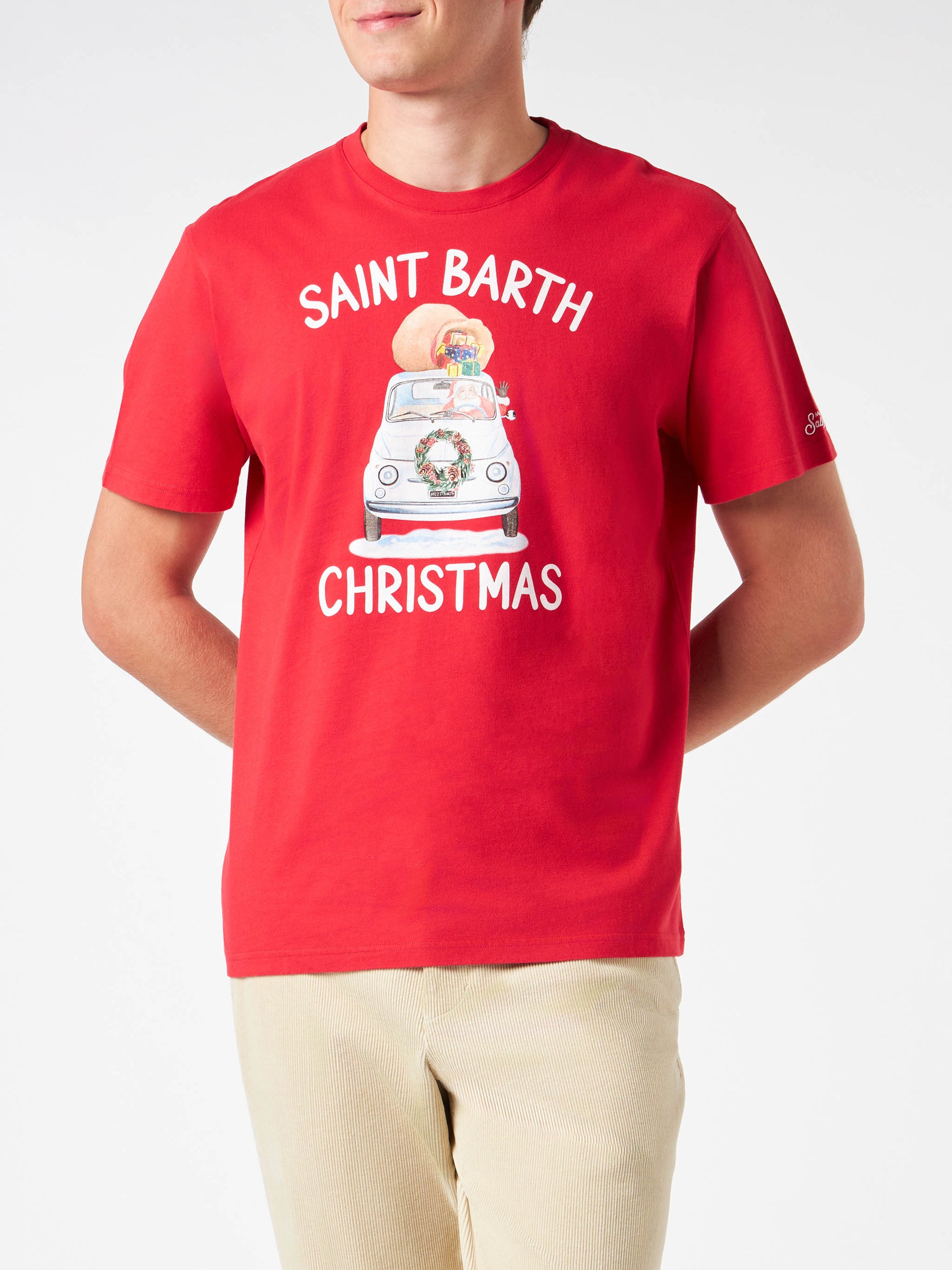 Man heavy cotton t-shirt with Saint Barth Christmas print - MC2 Saint Barth
