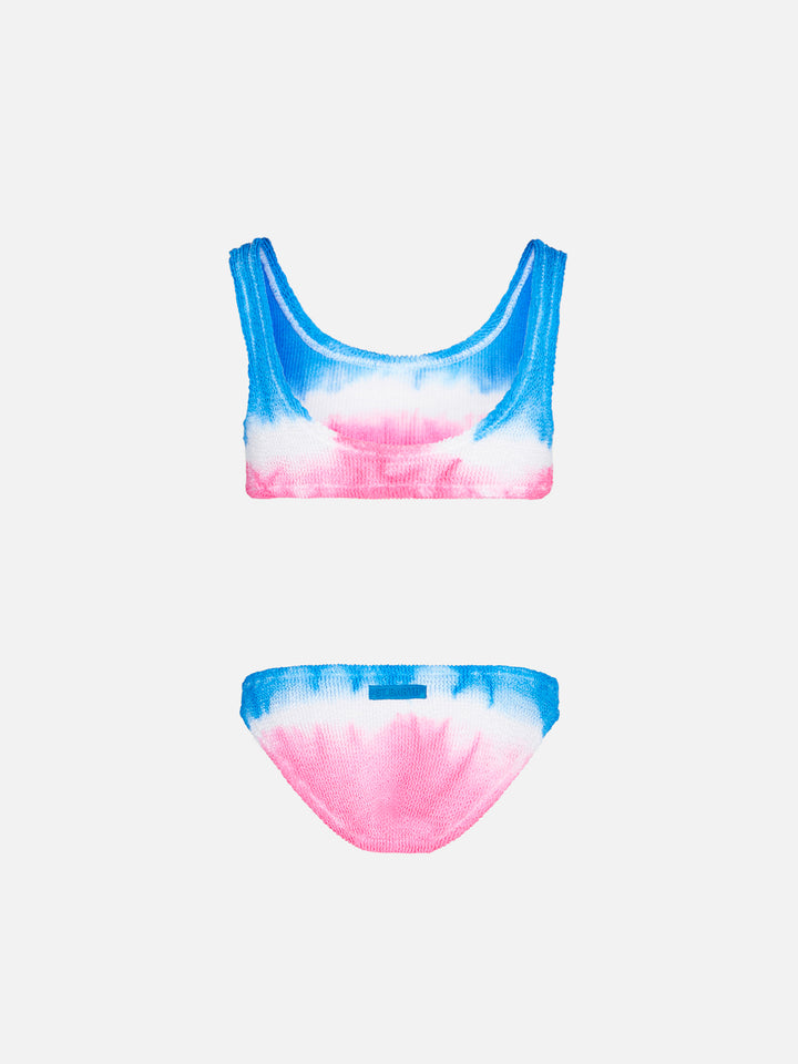 Bikini da bambina a bralette crinkle effetto annodato