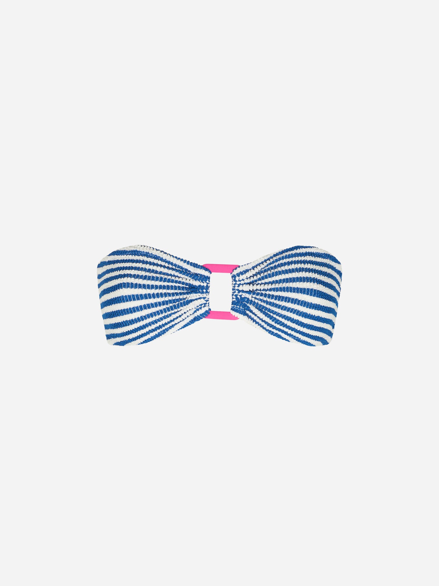 Woman crinkle striped bandeau top swimsuit