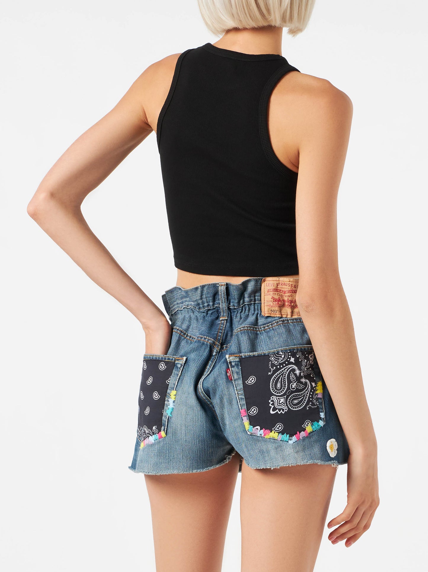 Crop-Tanktop aus Baumwolle mit St. Barth-Stickerei