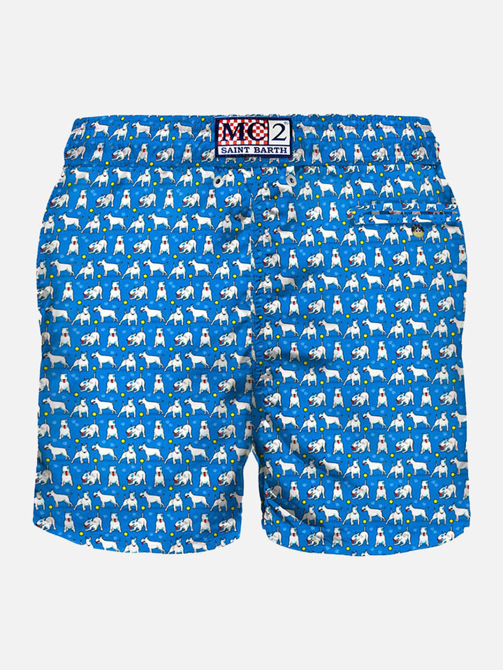 Light fabric man swim shorts bull terrier print - MC2 Saint Barth