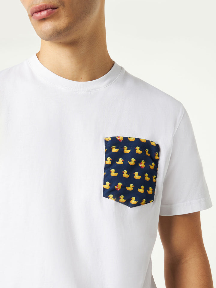 T-shirt uomo in cotone con taschino stampato