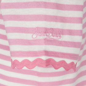 Girl t-shirt with stripes and embroidery - MC2 Saint Barth
