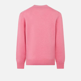 Girl crewneck pink sweater with Favolosa rhinestones print - MC2 Saint Barth