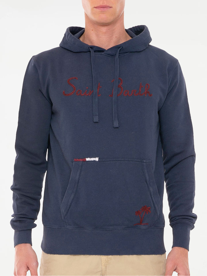 Blue cotton hoody with embroidery - MC2 Saint Barth
