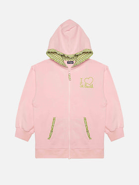 pink embroided writing hoodie for girl - MC2 Saint Barth