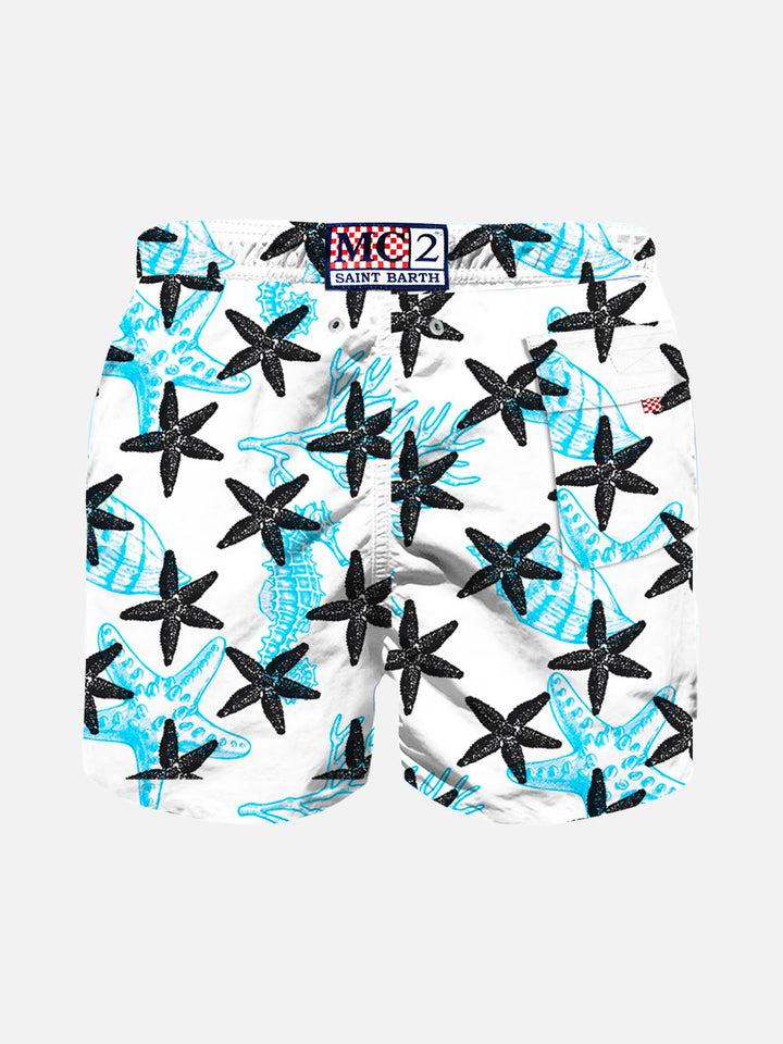 Boy swim shorts with flocked starfish print - MC2 Saint Barth