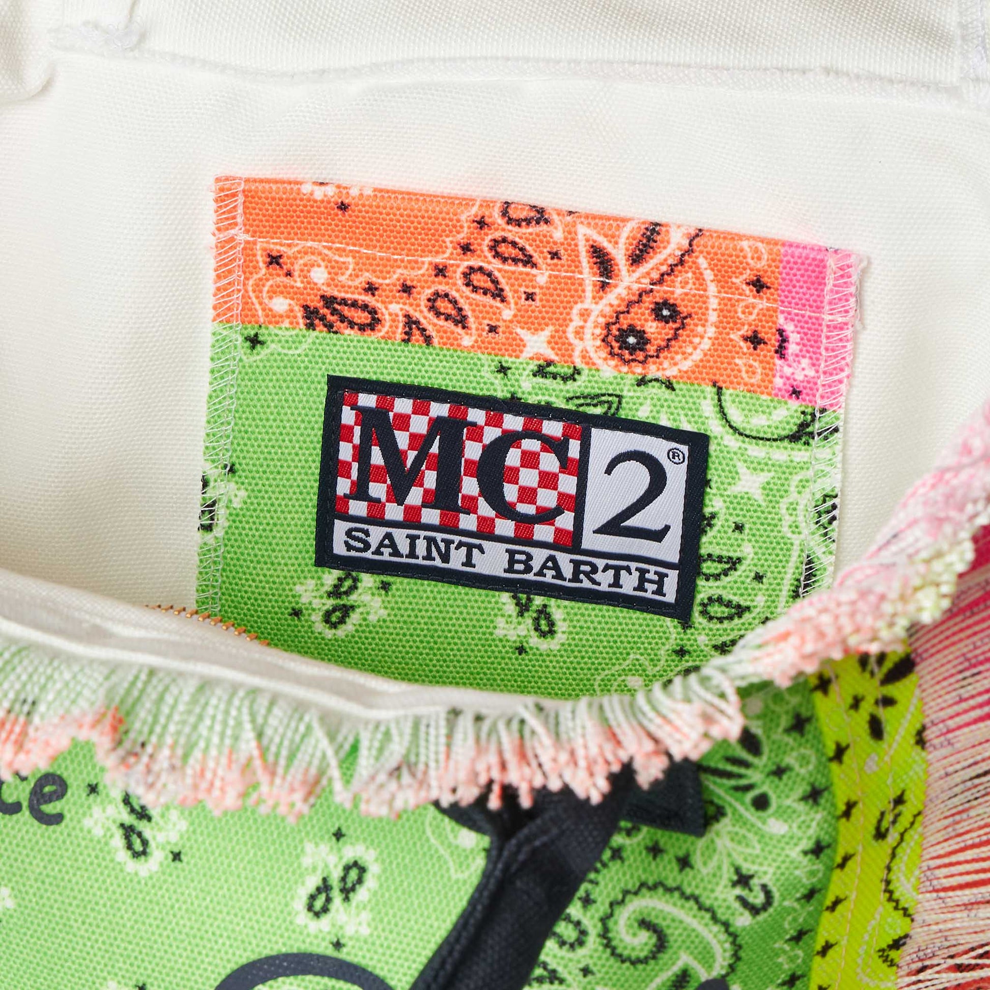 Colette cotton canvas handbag with fluo bandanna print - MC2 Saint Barth