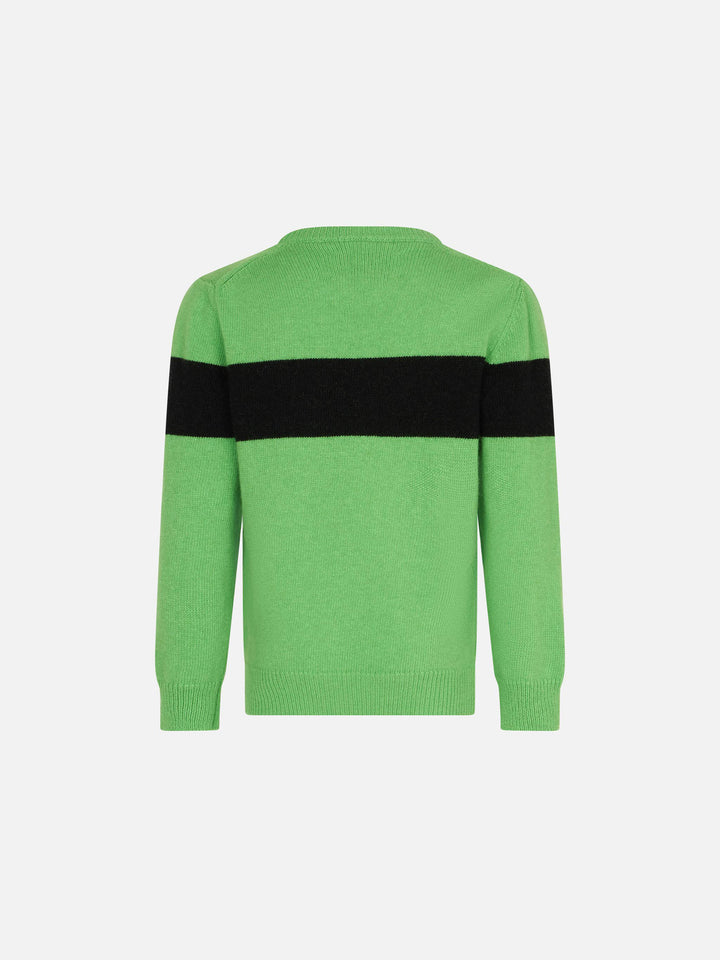Boy fluo green sweater with Off-Piste lettering - MC2 Saint Barth