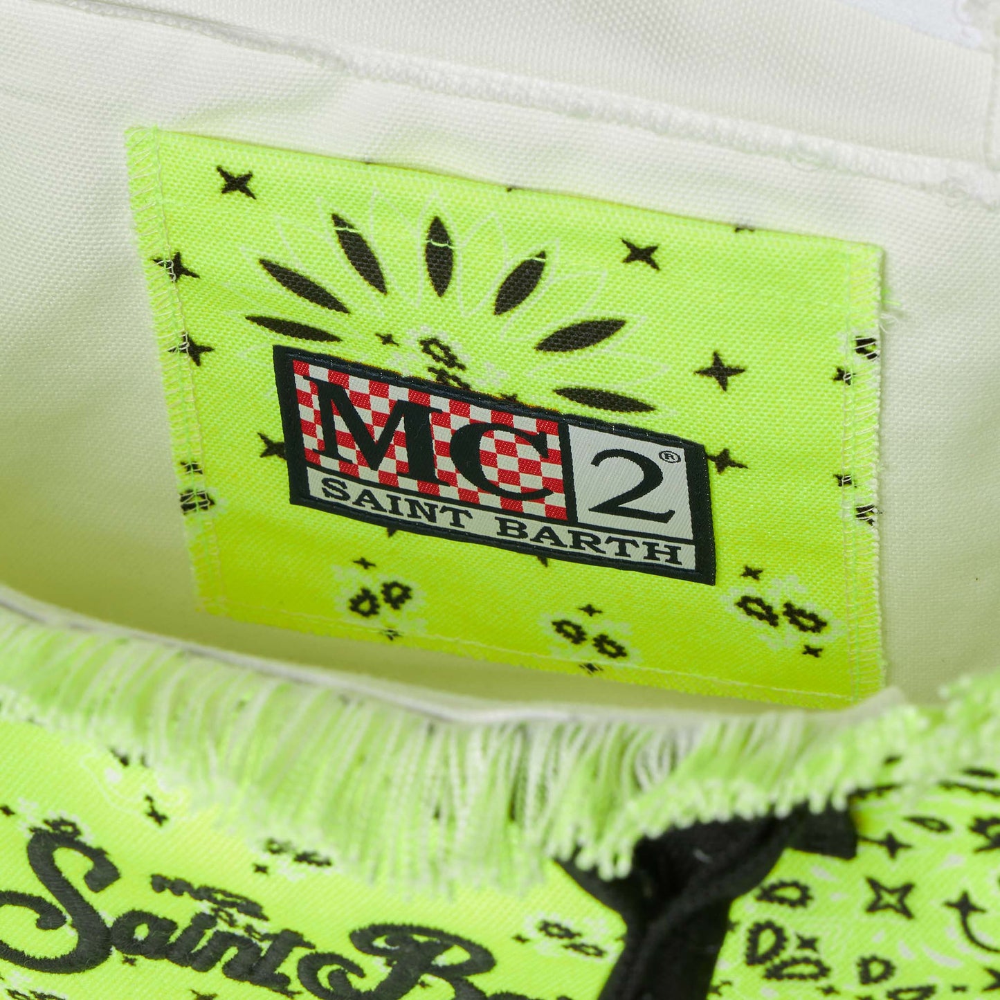 Colette fluo yellow handbag with bandanna print - MC2 Saint Barth