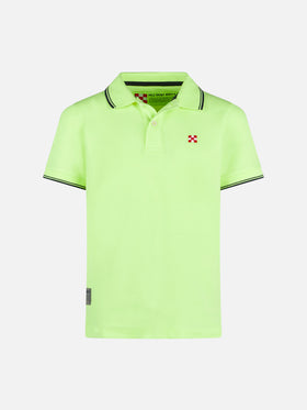 Fluo yellow piquet polo with St. Barth logo - MC2 Saint Barth