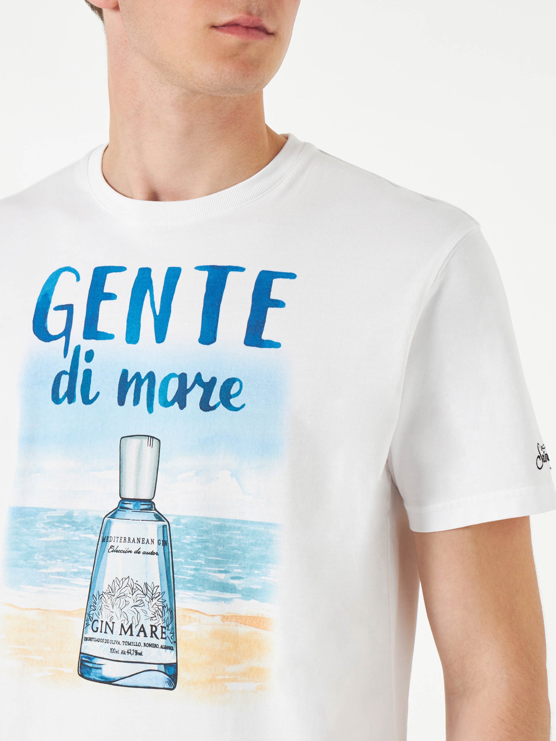 Man cotton t-shirt with Gente di Mare print | GIN MARE SPECIAL EDITION - MC2 Saint Barth
