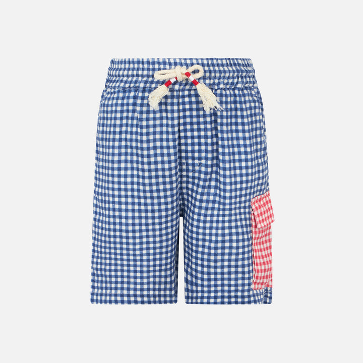 Vichy Blue color linen bermuda short - MC2 Saint Barth