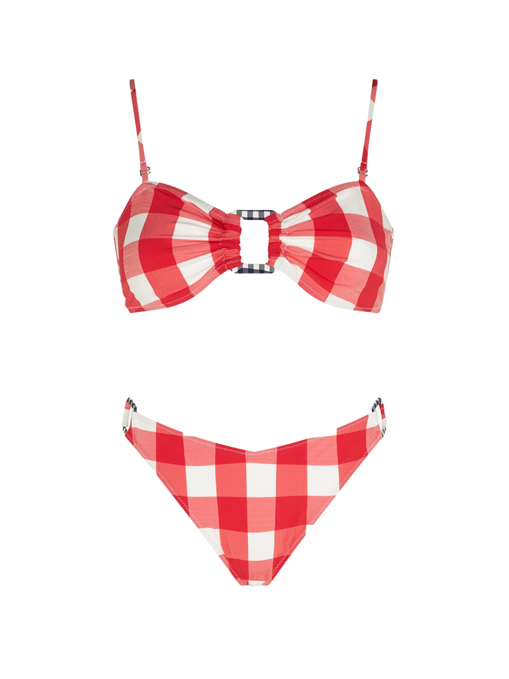 Gingham bralette bikini with rings - MC2 Saint Barth