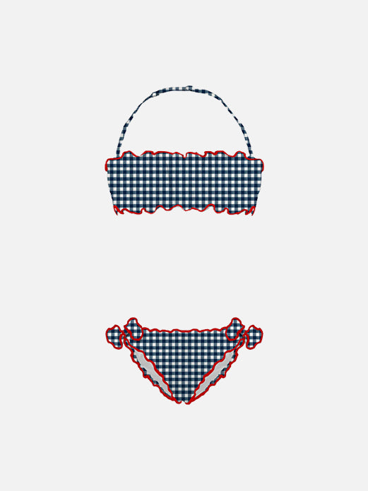 Girl bandeau bikini with gingham print - MC2 Saint Barth