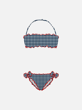 Girl bandeau bikini with gingham print - MC2 Saint Barth