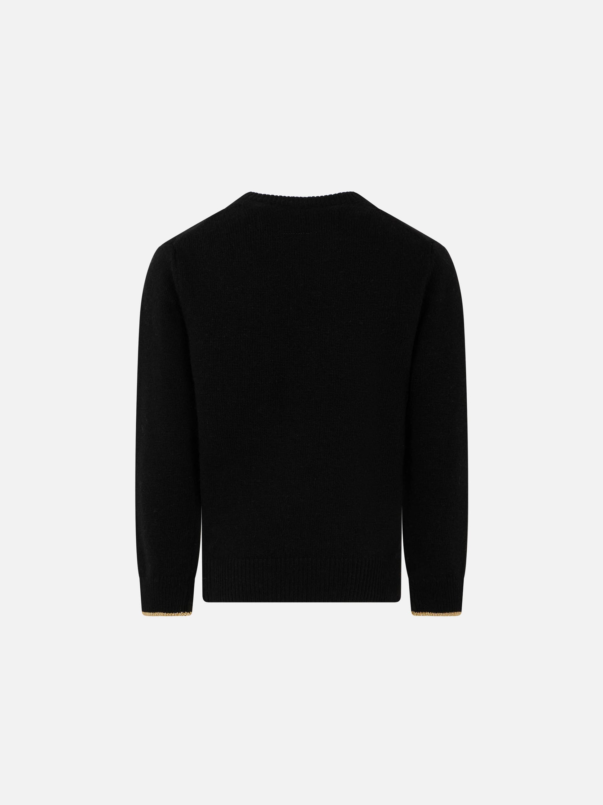 Girl black sweater Princess lurex embroidery - MC2 Saint Barth