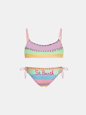 Mädchenbikini in mehrfarbigem Pastell
