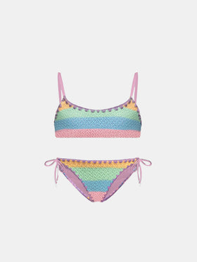 Mädchenbikini in mehrfarbigem Pastell