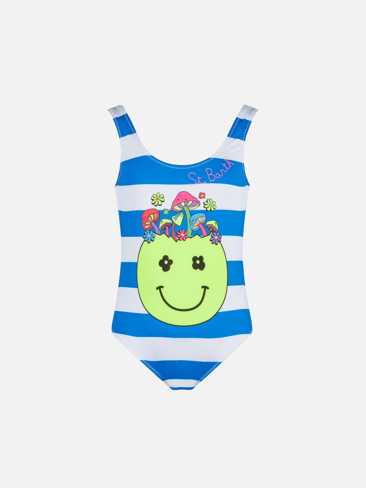 Girl one piece swimsuit with '70 smile print - MC2 Saint Barth
