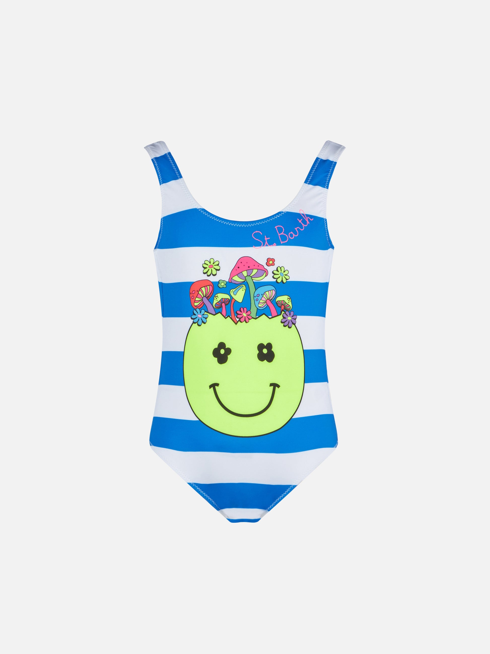 Girl one piece swimsuit with '70 smile print - MC2 Saint Barth