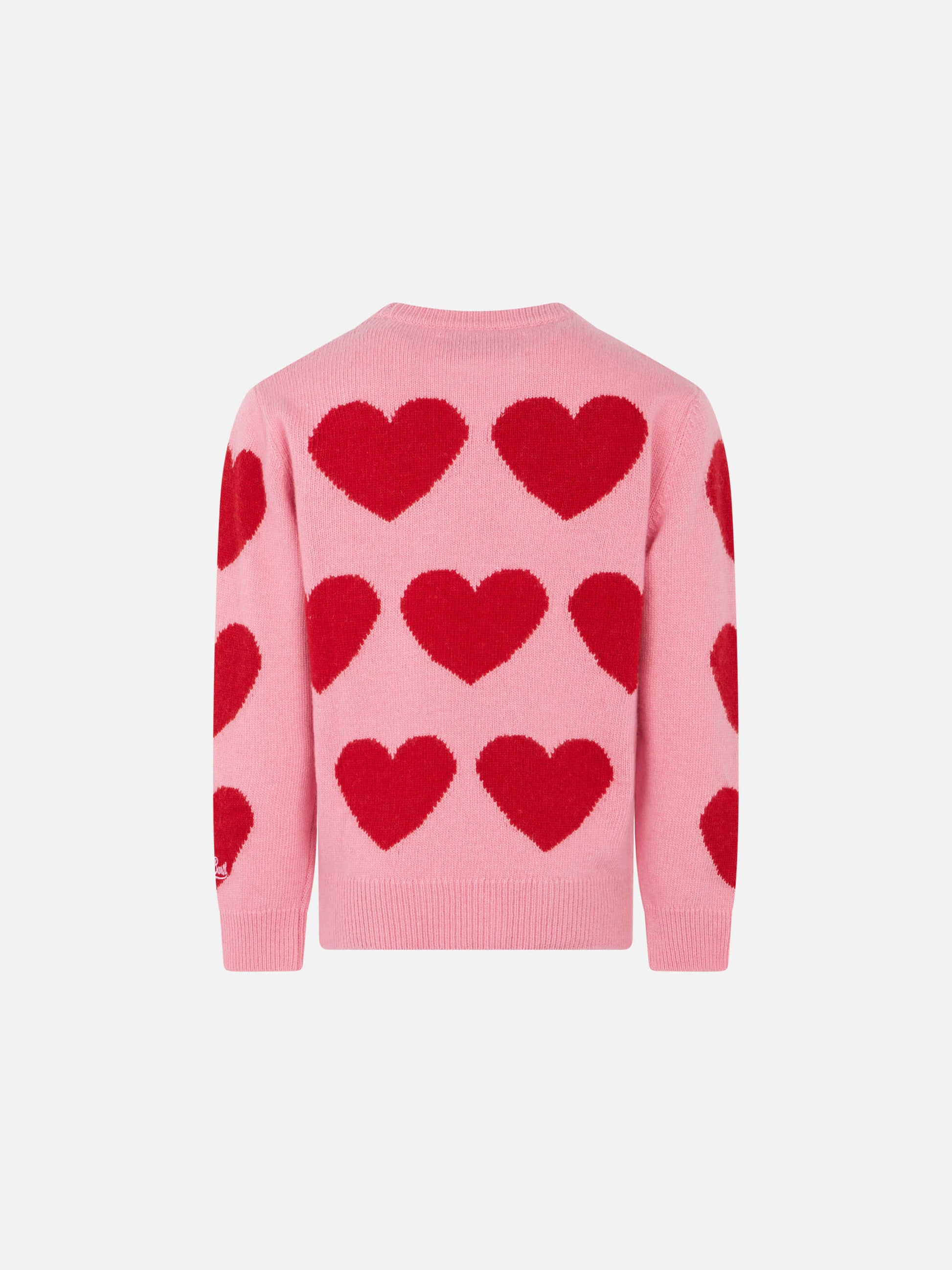 Girl sweater with hearts print and I Love my Mom embroidery - MC2 Saint Barth