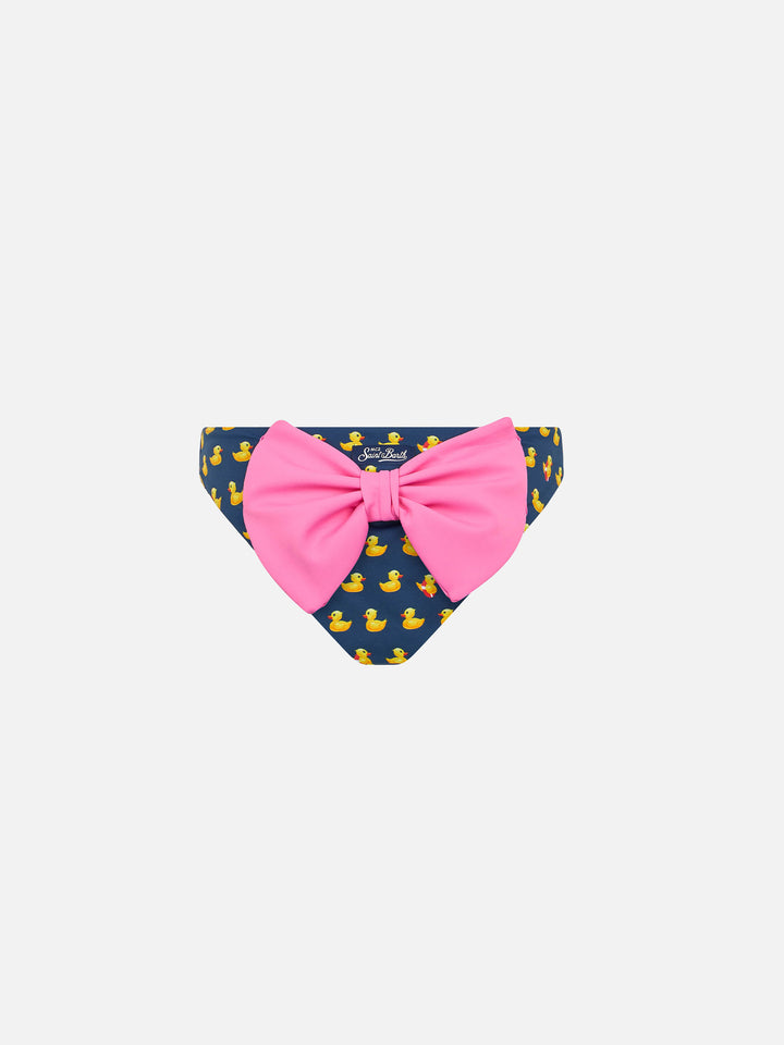 Girl swim briefs Madame with bow and ducky print - MC2 Saint Barth