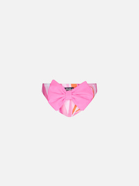 Girl swim briefs with multicolor waves print - MC2 Saint Barth