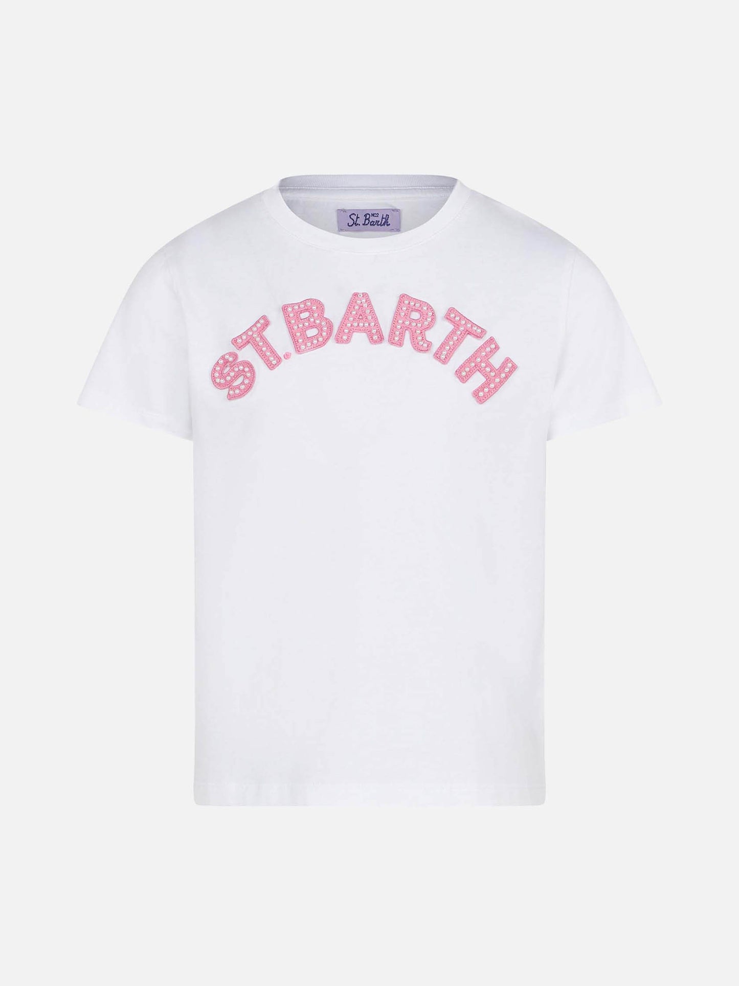 Girl t-shirt with St. Barth patch pink logo - MC2 Saint Barth