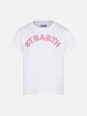 Girl t-shirt with St. Barth patch pink logo - MC2 Saint Barth