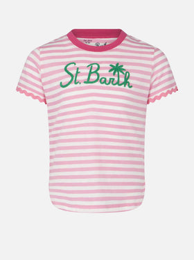 Girl t-shirt with stripes and embroidery - MC2 Saint Barth