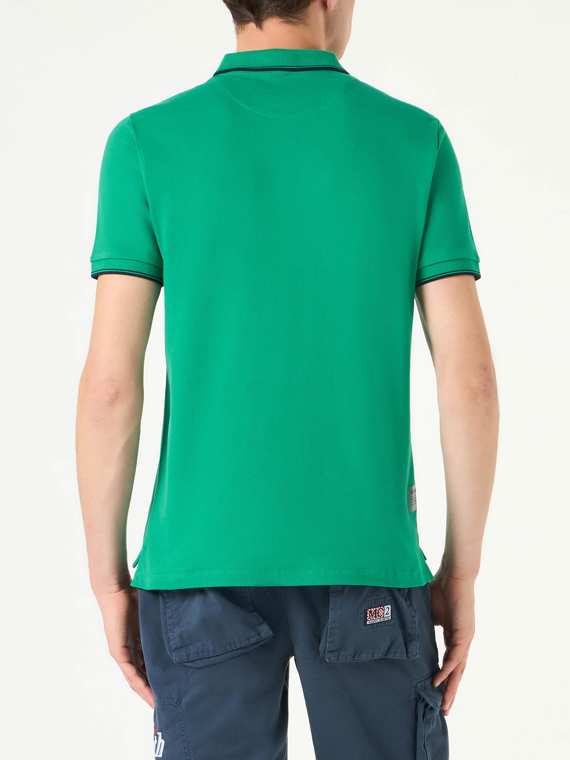 Green polo with St. Barth check logo - MC2 Saint Barth