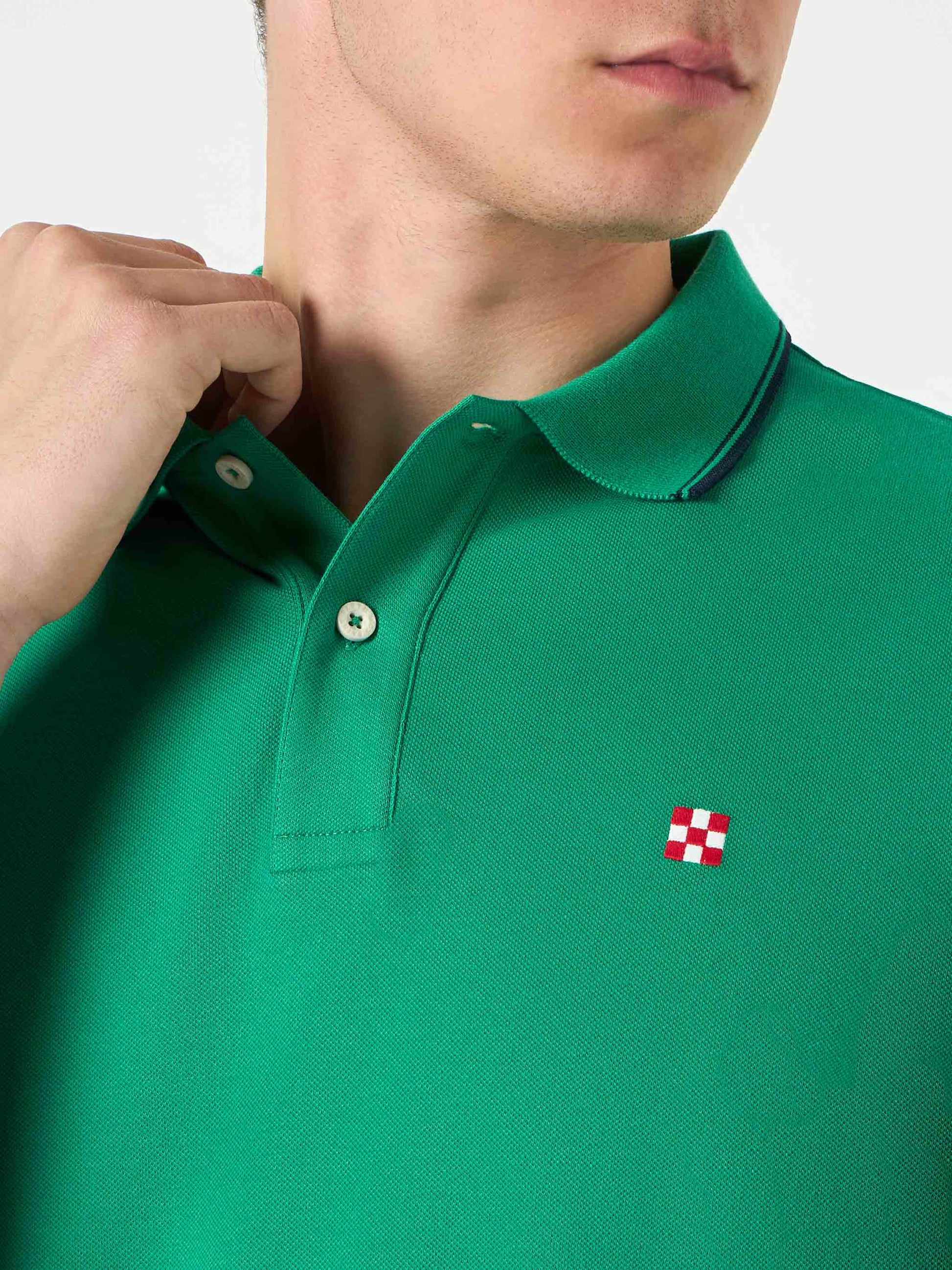 Green polo with St. Barth check logo - MC2 Saint Barth