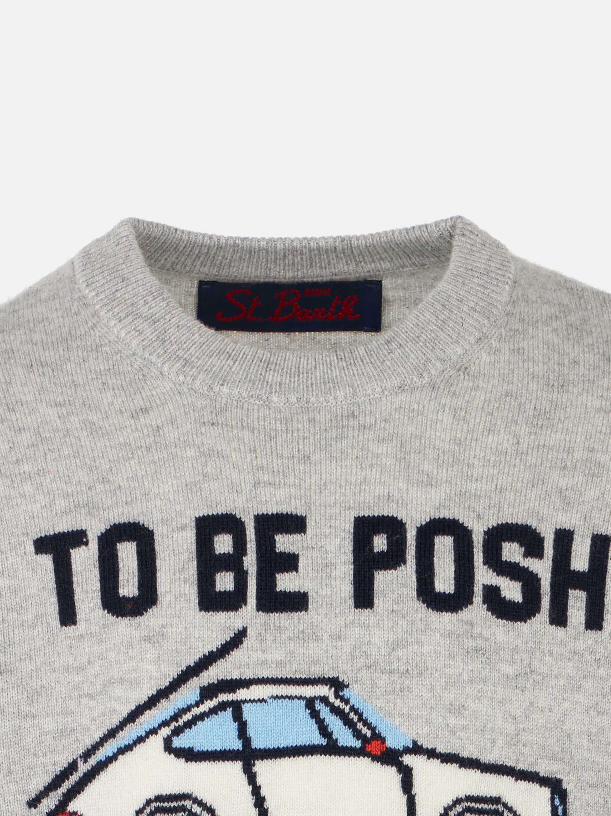 Grey boy sweater To be posh print - MC2 Saint Barth