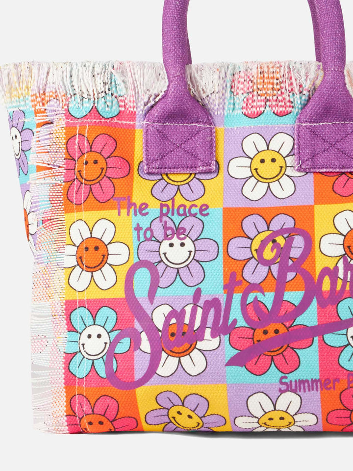 Colette canvas handbag with smiling daisy print - MC2 Saint Barth