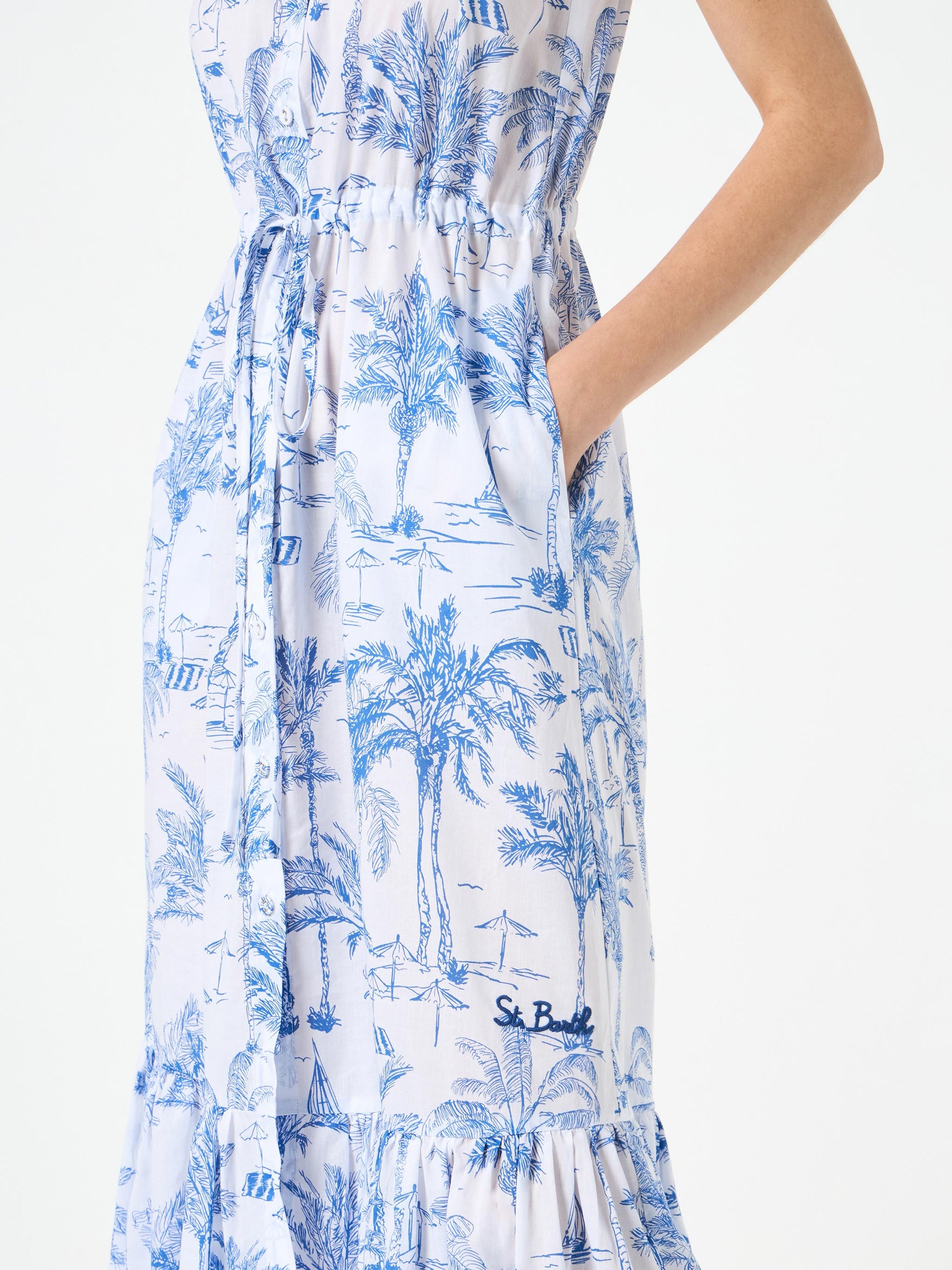 Woman halterneck dress with toile de jouy print - MC2 Saint Barth