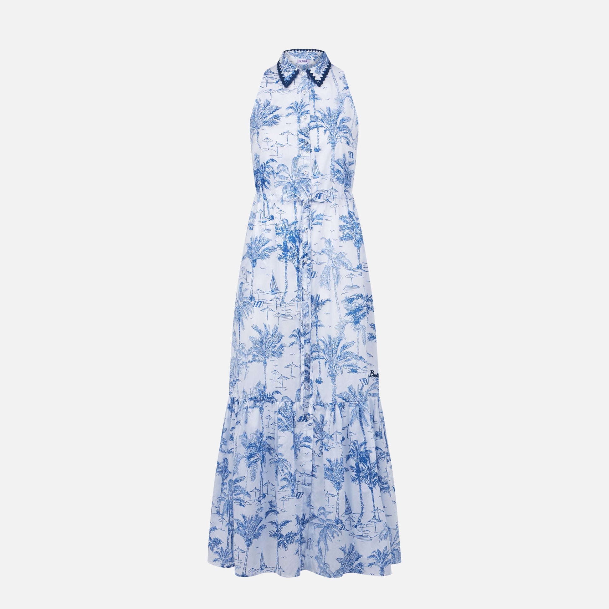 Woman halterneck dress with toile de jouy print - MC2 Saint Barth