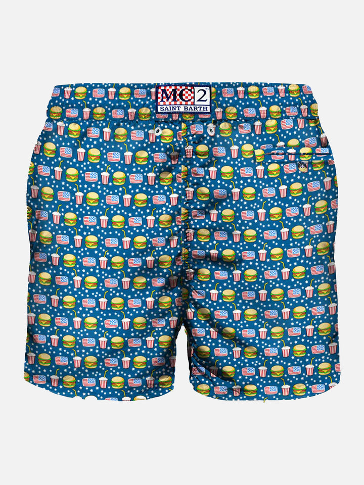 Light fabric man swim shorts fast food print - MC2 Saint Barth