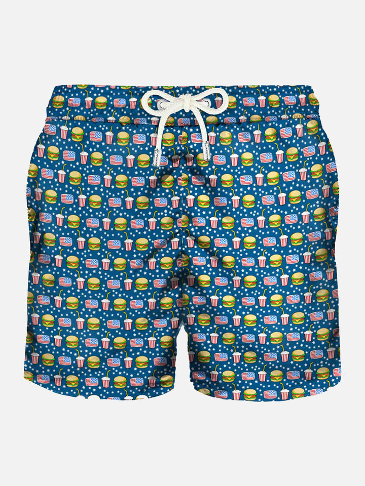 Light fabric man swim shorts fast food print - MC2 Saint Barth
