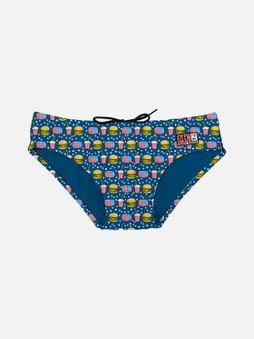 Boy swim briefs with hamburger print - MC2 Saint Barth