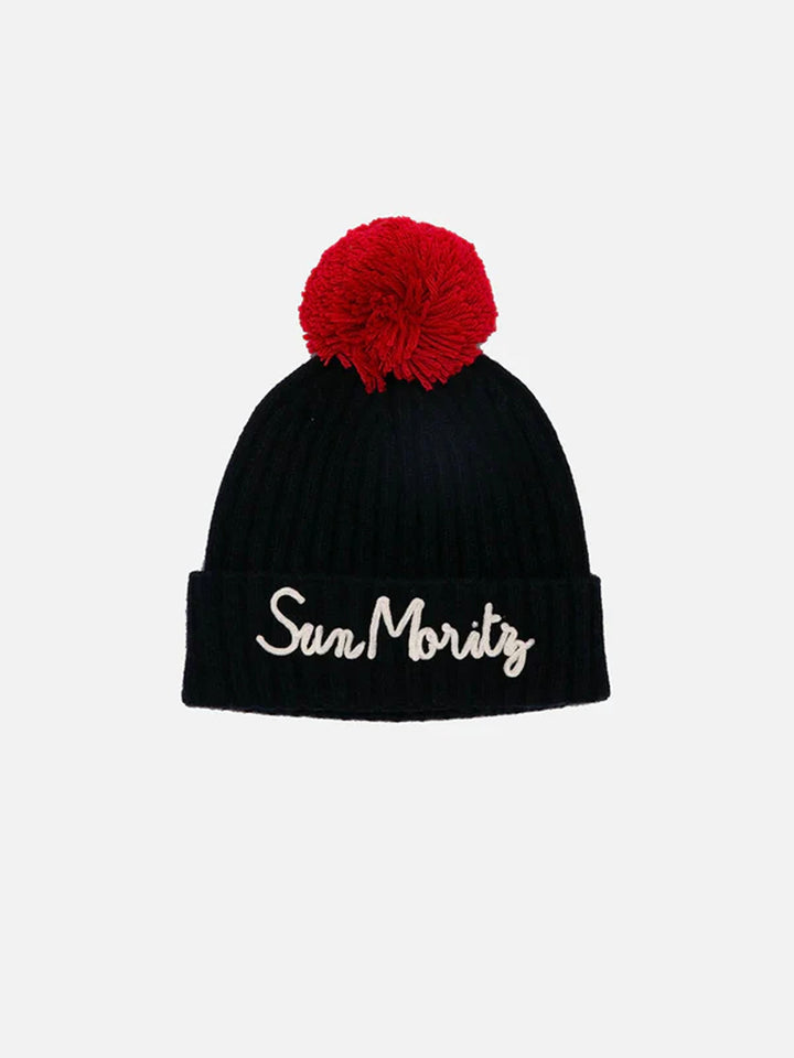 Hat with pompon and Sun Moritz embroidery - MC2 Saint Barth