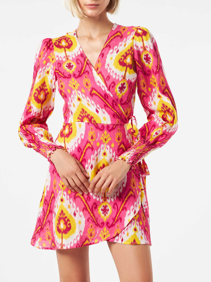 Linen short dress Brilly with ikat print - MC2 Saint Barth