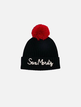 Kid hat with Sun Moritz embroidery and pompon - MC2 Saint Barth